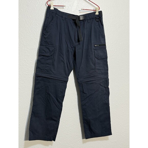 BC Clothing Mens Cargo Convertible Zip Off Camping Cargo Pants Size Large Belted - Picture 1 of 16